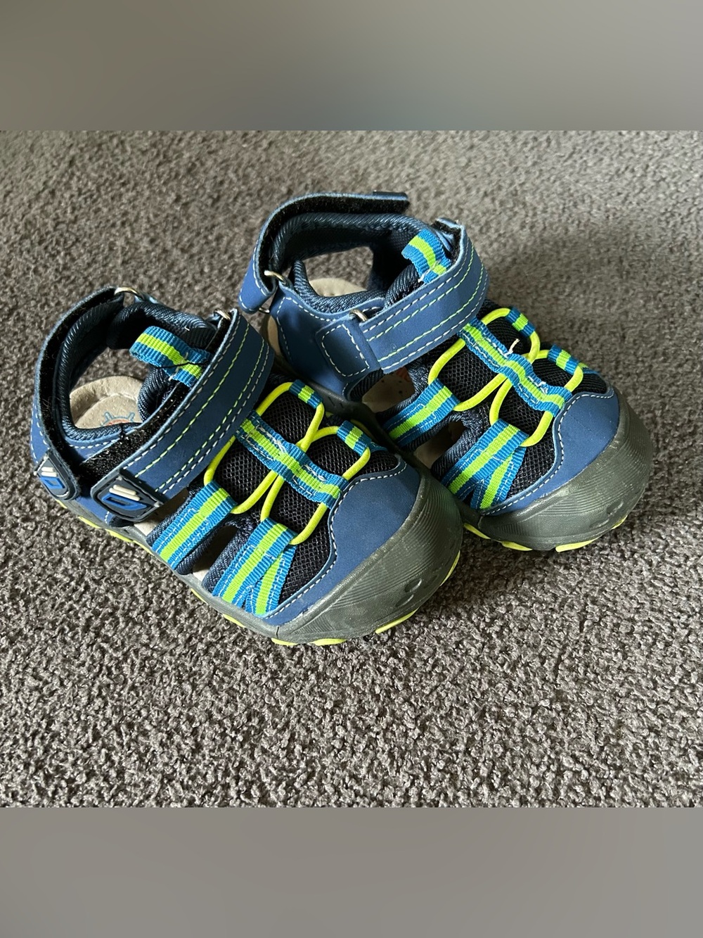 Kids Navy and Lime Closed-Toe Adventure Sandals